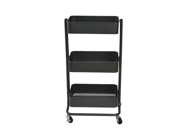 Mike mobile bookcase – 3 metal shelves, graphite