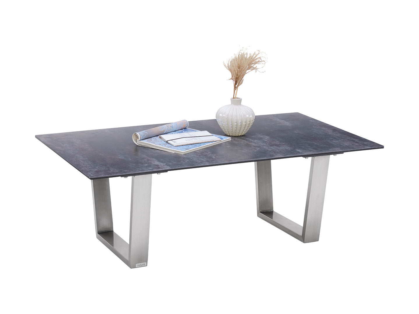 THUNDER 120 coffee table – stainless steel / dark grey