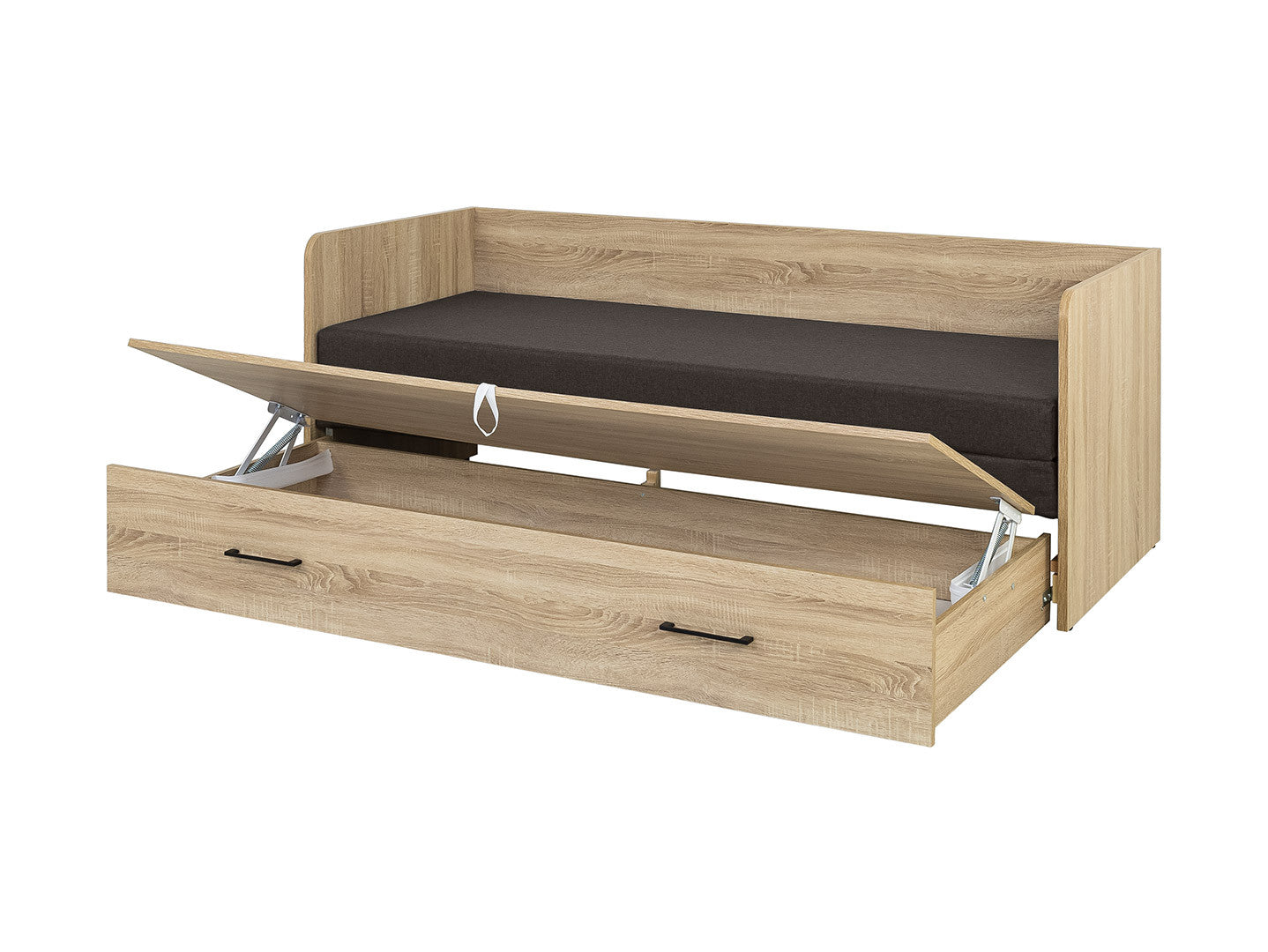 Bed set 80/160 Tetrix with mattress, headboards and cushions Carbo