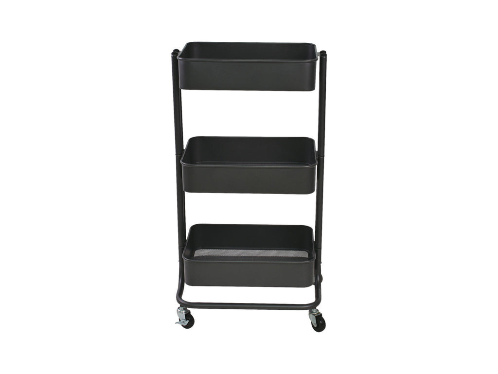 Mike mobile bookcase – 3 metal shelves, graphite