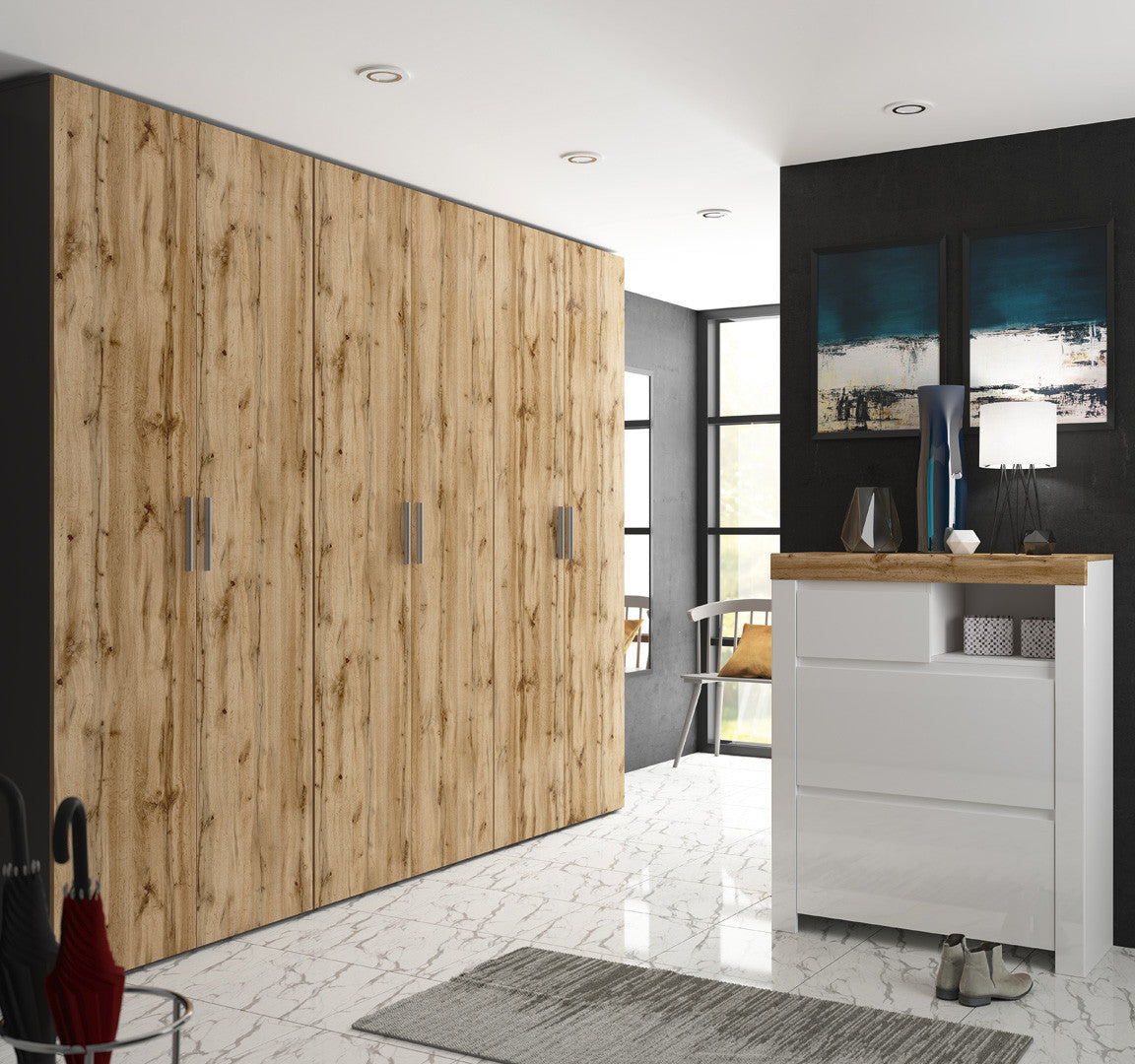 Double-door wardrobe Flex 100 cm graphite/Artisan oak