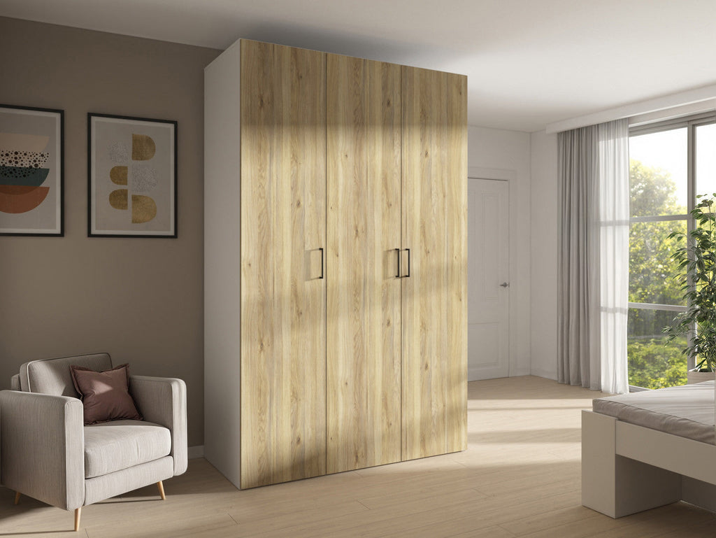 Modular wardrobe Flex 150 cm with 3 doors white/Mauvella oak