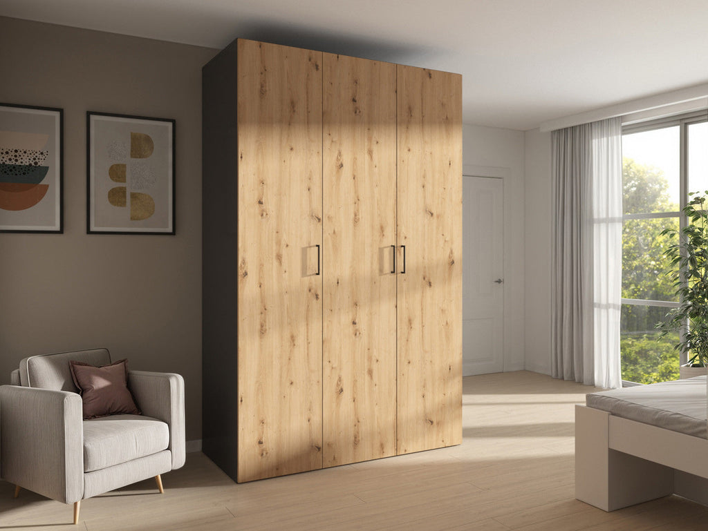 Modular wardrobe Flex 150 cm with 3 doors graphite/Artisan oak
