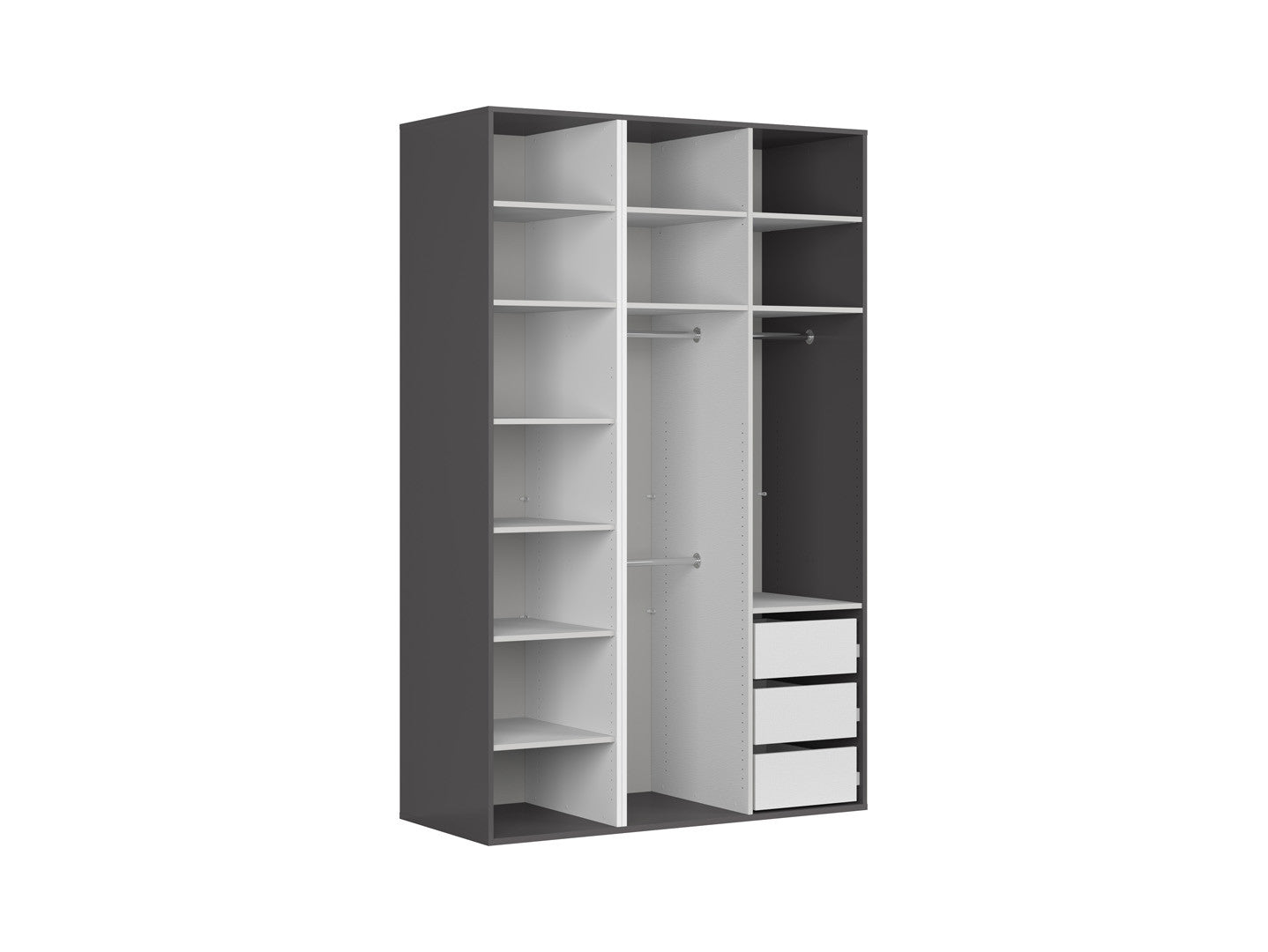Modular wardrobe Flex 150 cm with 3 doors graphite/Artisan oak