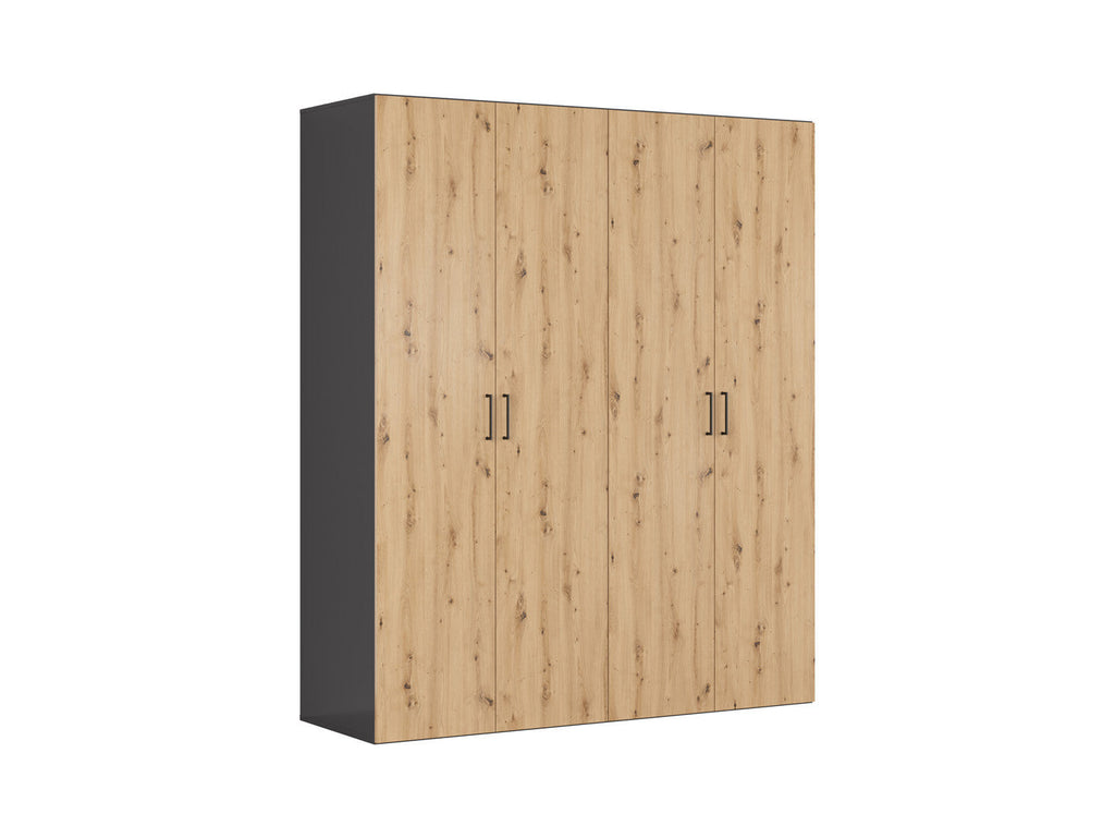 Modular wardrobe Flex 200 cm with 4 doors graphite/Artisan oak