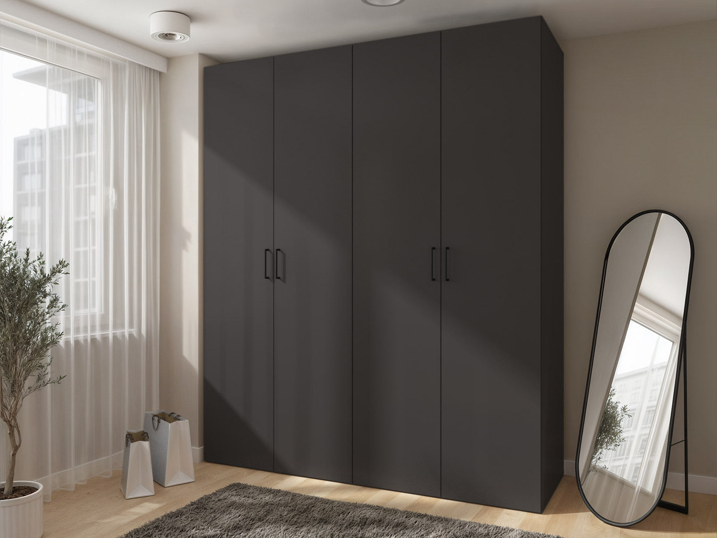 Modular wardrobe Flex 200 cm with 4 doors graphiteowa
