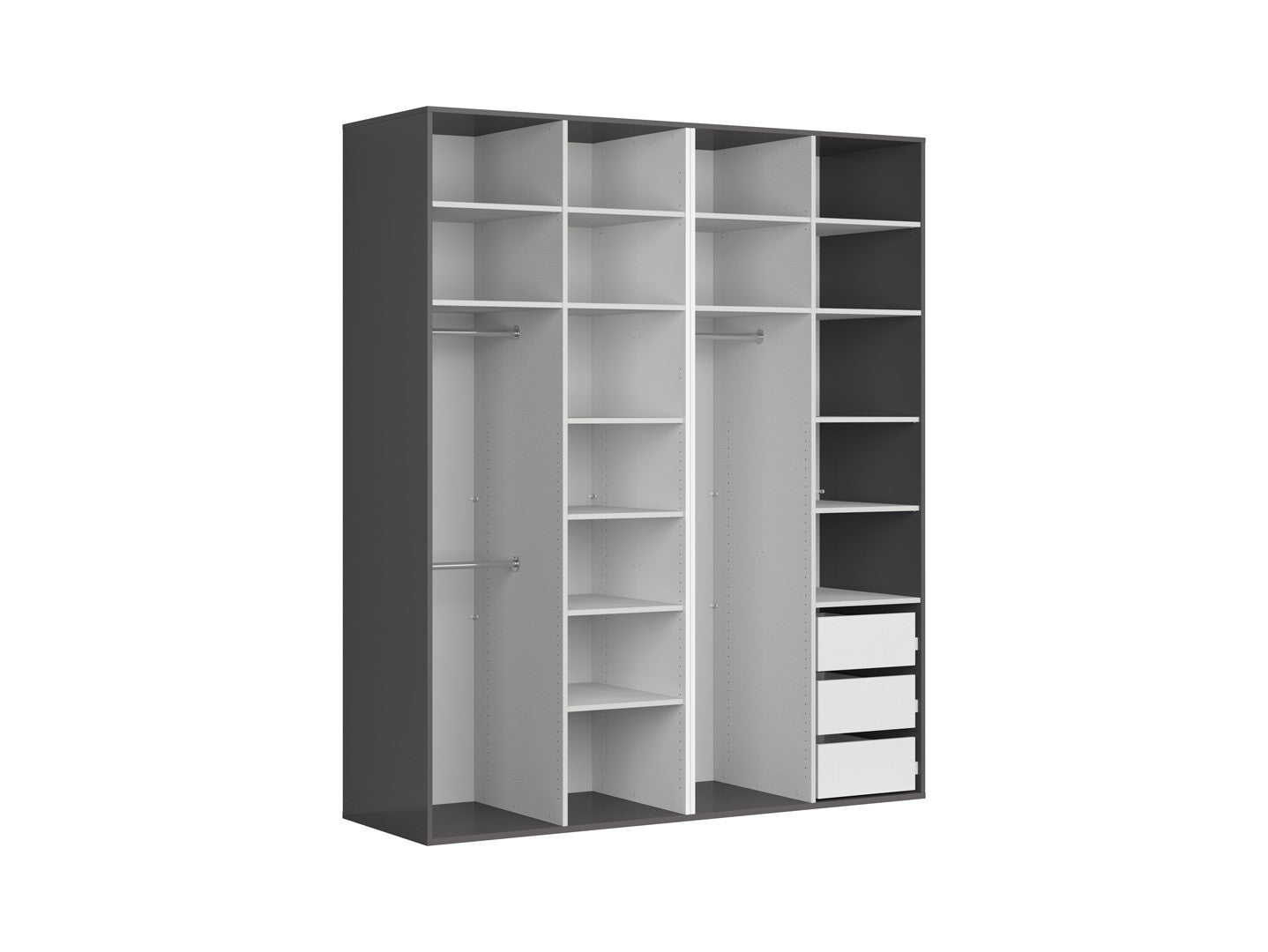 Modular wardrobe Flex 200 cm with 4 doors graphiteowa