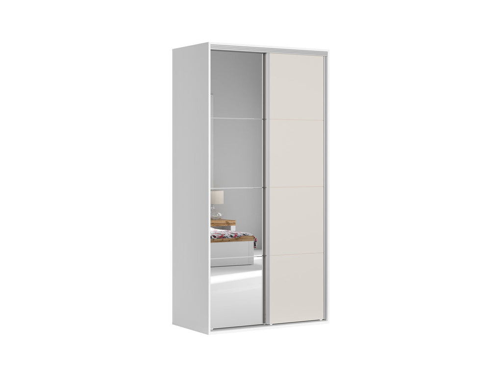 Sliding wardrobe Flex 120 cm with mirror white/cashmere
