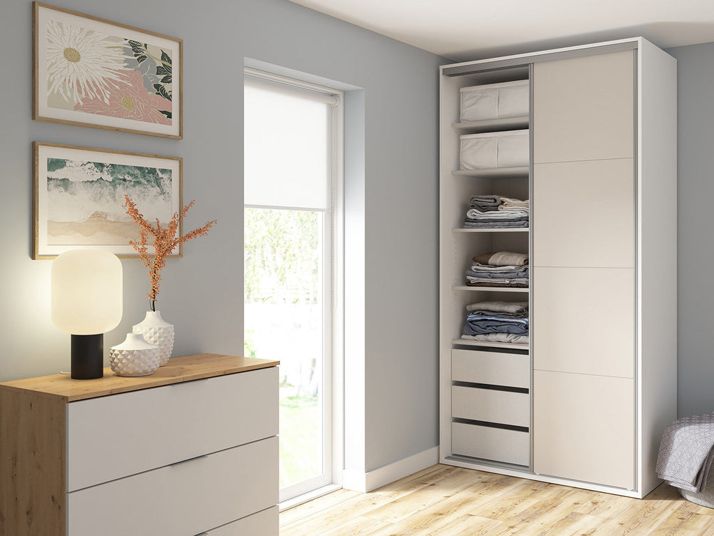Sliding wardrobe Flex 120 cm with mirror white/cashmere