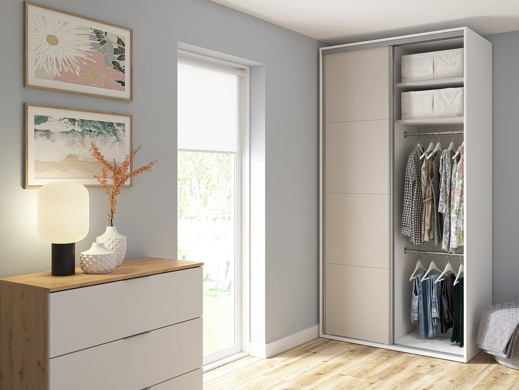 Sliding wardrobe Flex 120 cm with mirror white/cashmere