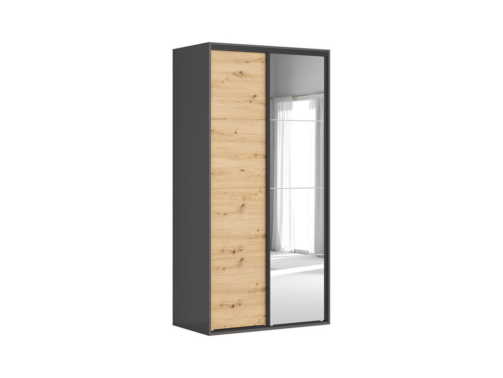 Sliding wardrobe Flex 120 cm with mirror graphite/Artisan oak