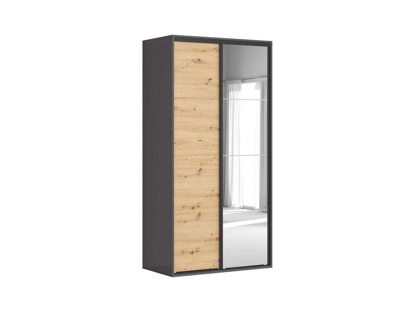 Sliding wardrobe Flex 120 cm with mirror graphite/Artisan oak