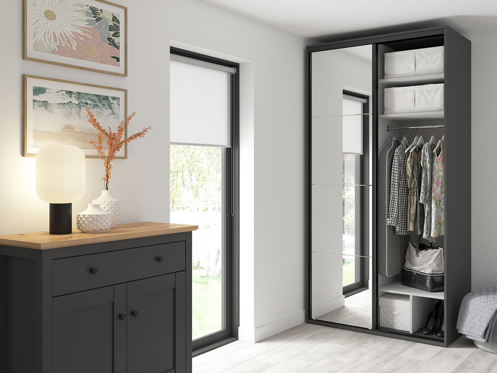 Sliding wardrobe Flex 120 cm with mirror graphite/Artisan oak