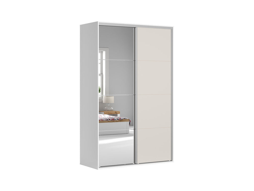 Sliding wardrobe Flex 150 cm with mirror white/cashmere