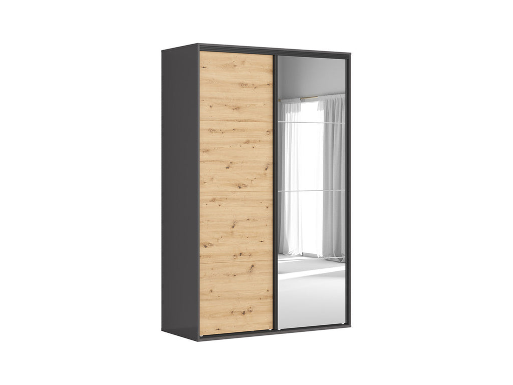 Sliding wardrobe Flex 150 cm with mirror graphite/Artisan oak