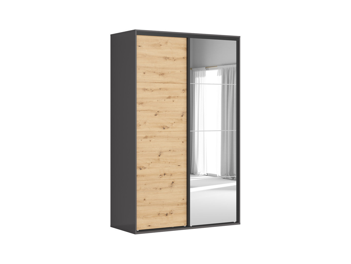 Sliding wardrobe Flex 150 cm with mirror graphite/Artisan oak
