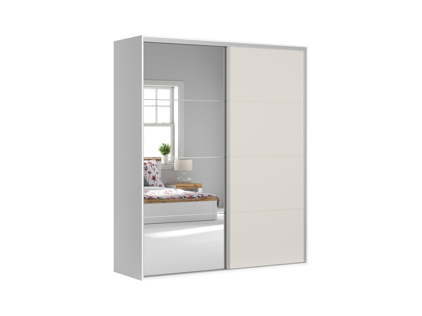 Sliding wardrobe Flex 200 cm with mirror white/cashmere