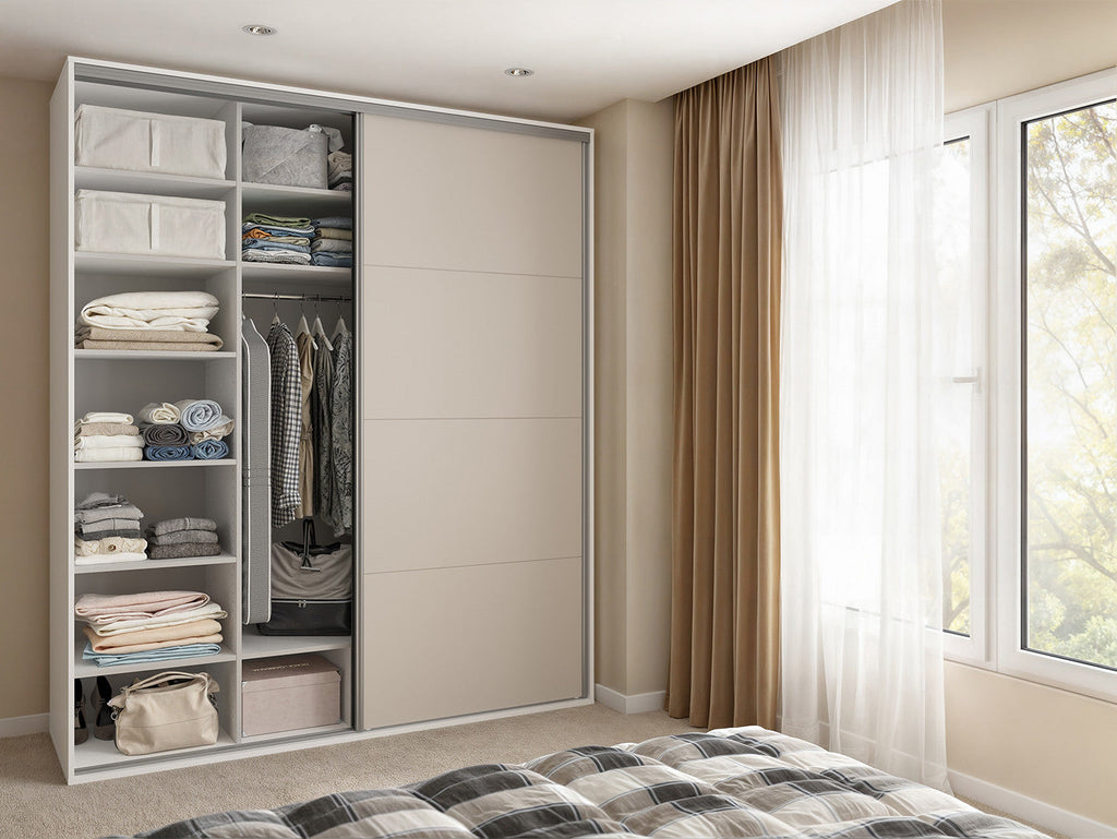 Sliding wardrobe Flex 200 cm with mirror white/cashmere