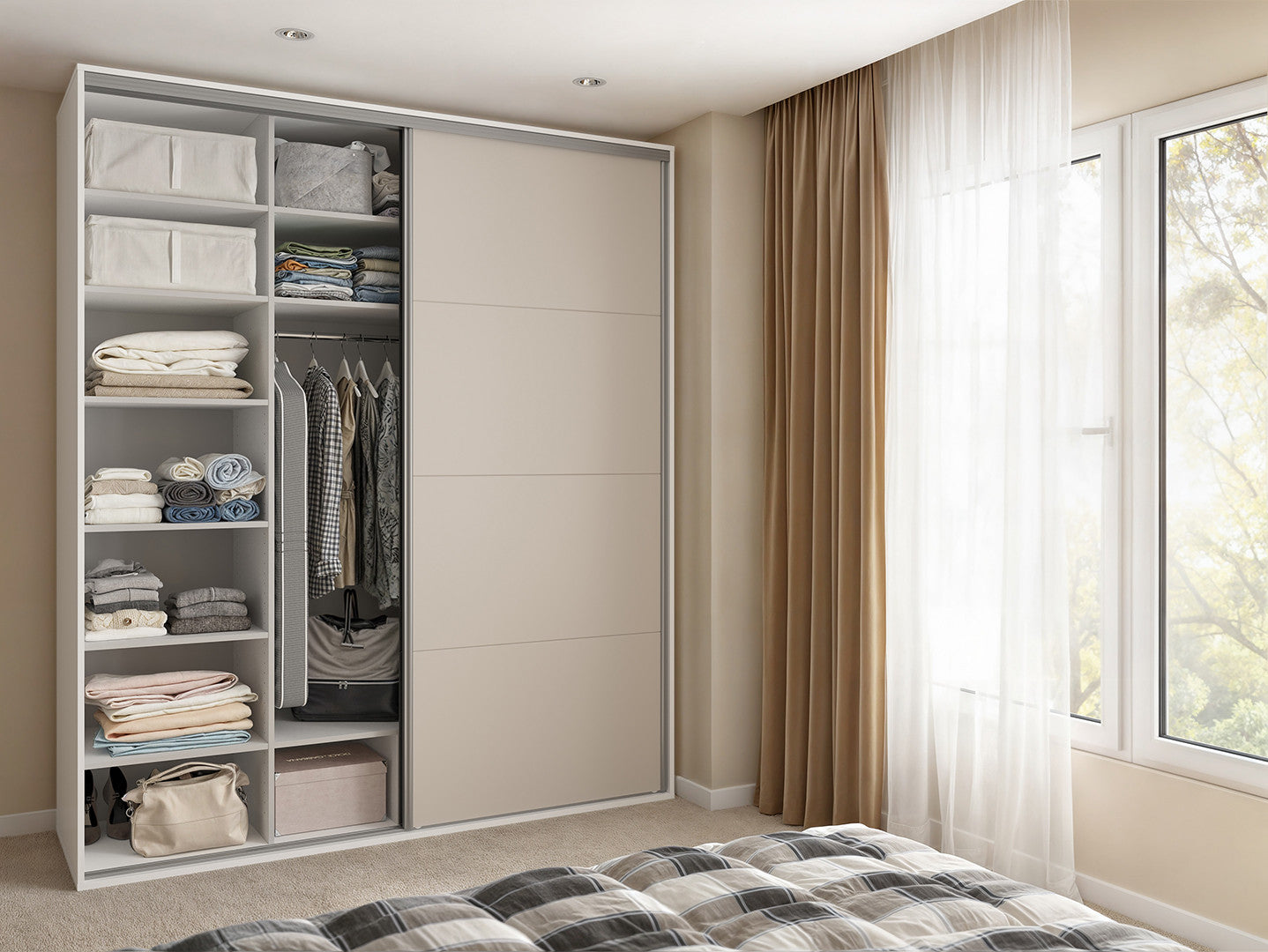 Sliding wardrobe Flex 200 cm with mirror white/cashmere