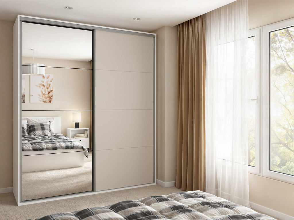 Sliding wardrobe Flex 200 cm with mirror white/cashmere