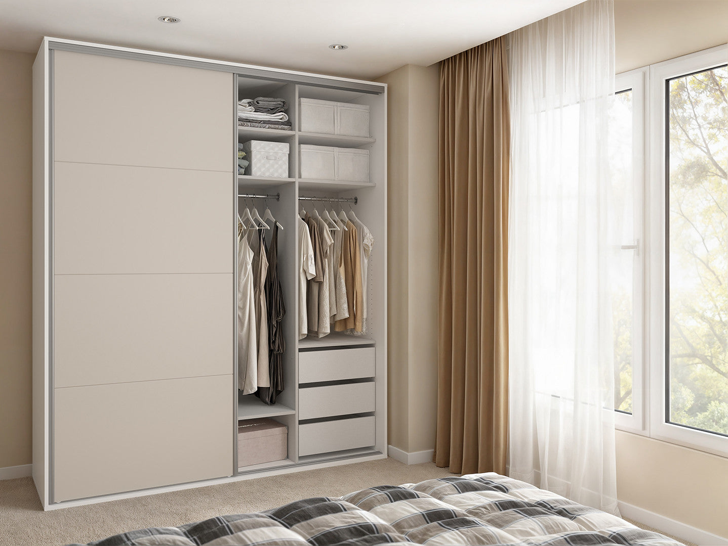 Sliding wardrobe Flex 200 cm with mirror white/cashmere