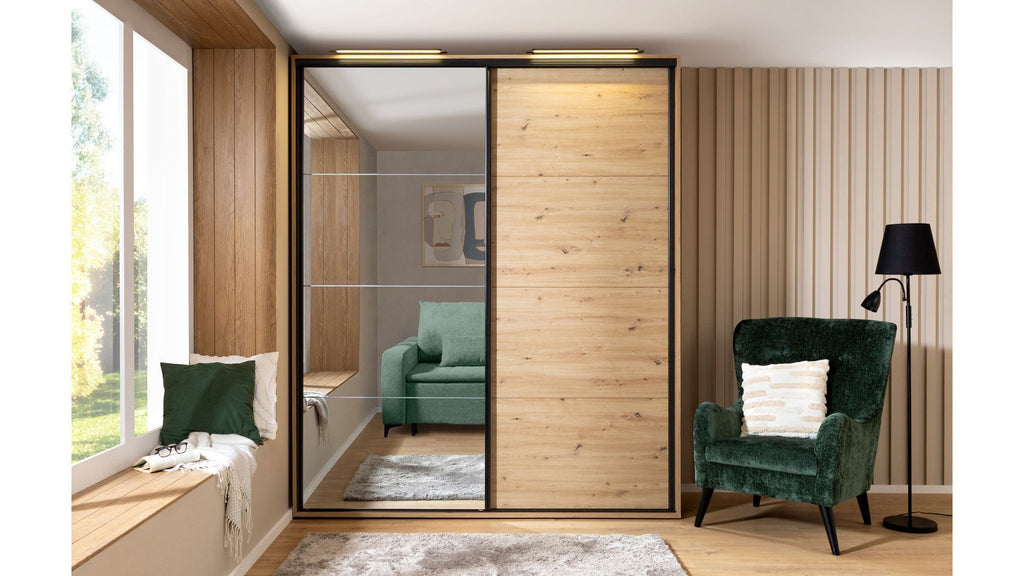 Sliding wardrobe Flex 200 cm with mirror Artisan oak
