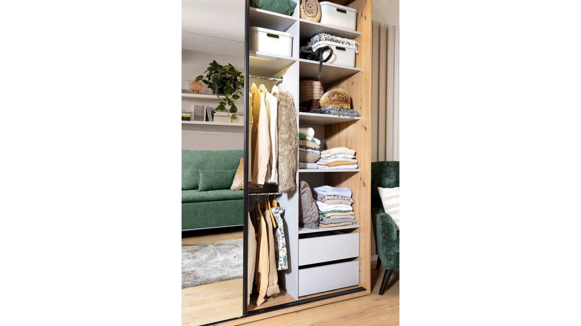 Sliding wardrobe Flex 200 cm with mirror Artisan oak