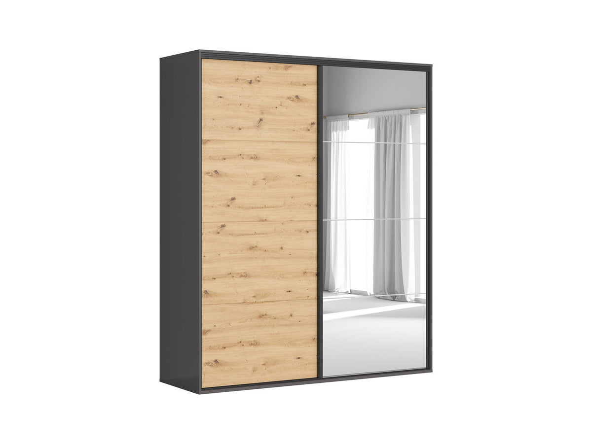 Sliding wardrobe Flex 200 cm with mirror graphite/Artisan oak