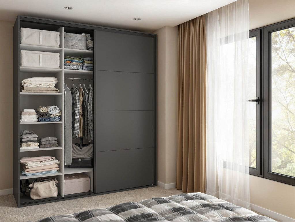 Sliding wardrobe Flex 200 cm with mirror graphiteowa