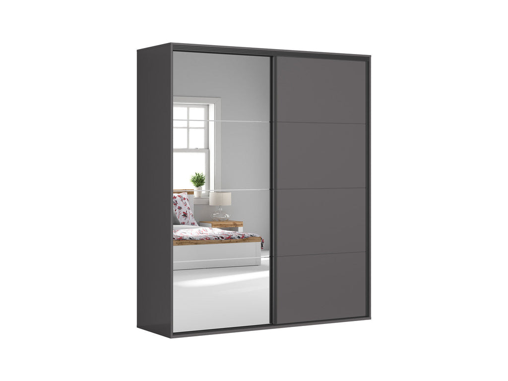 Sliding wardrobe Flex 200 cm with mirror graphiteowa