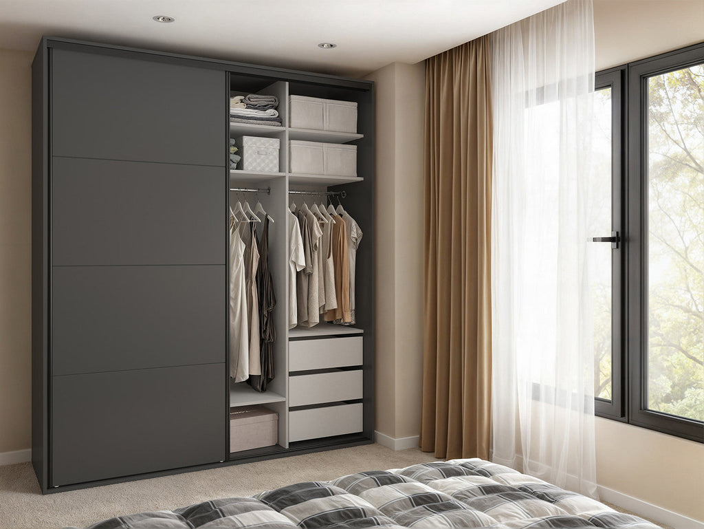 Sliding wardrobe Flex 200 cm with mirror graphiteowa