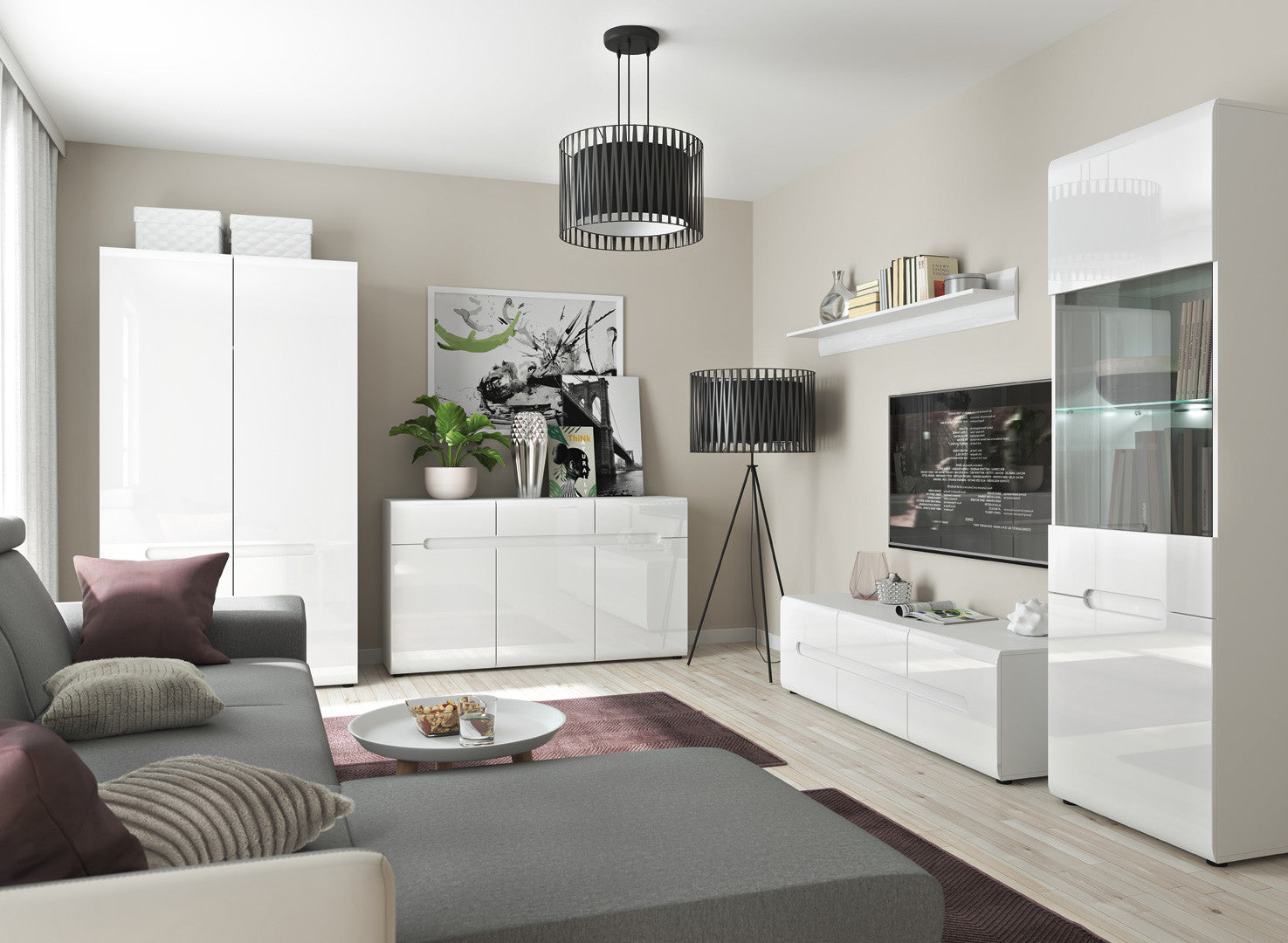 Azteca Trio — zestaw Chest of drawers i witryna