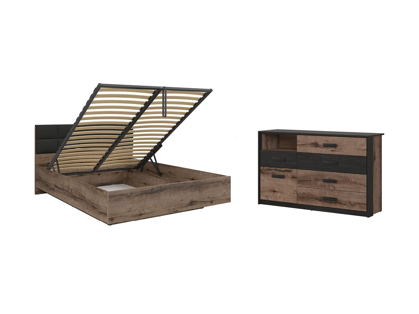 Kassel 160 bed set with chest of drawers