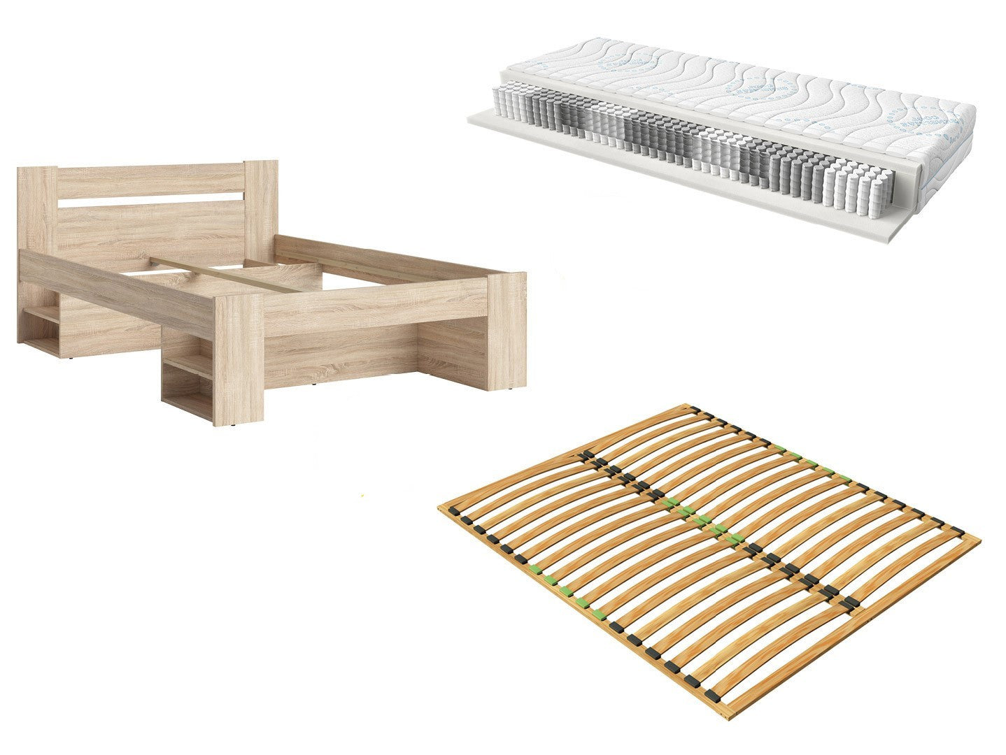 Bed set 140 Nepo Plus, slatted base and Merida mattress