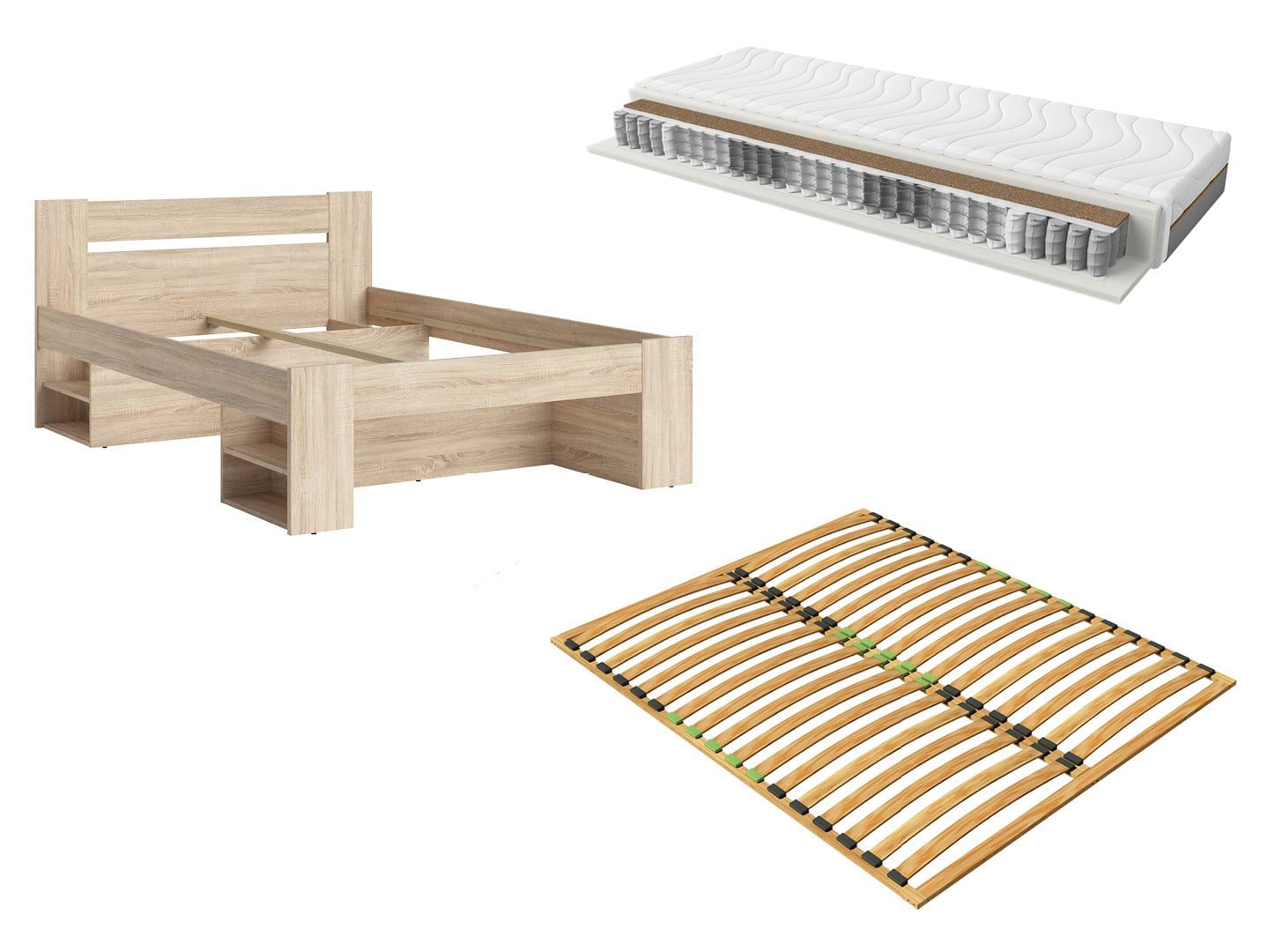 Bed set 140 Nepo Plus, slatted base and Ceres mattress