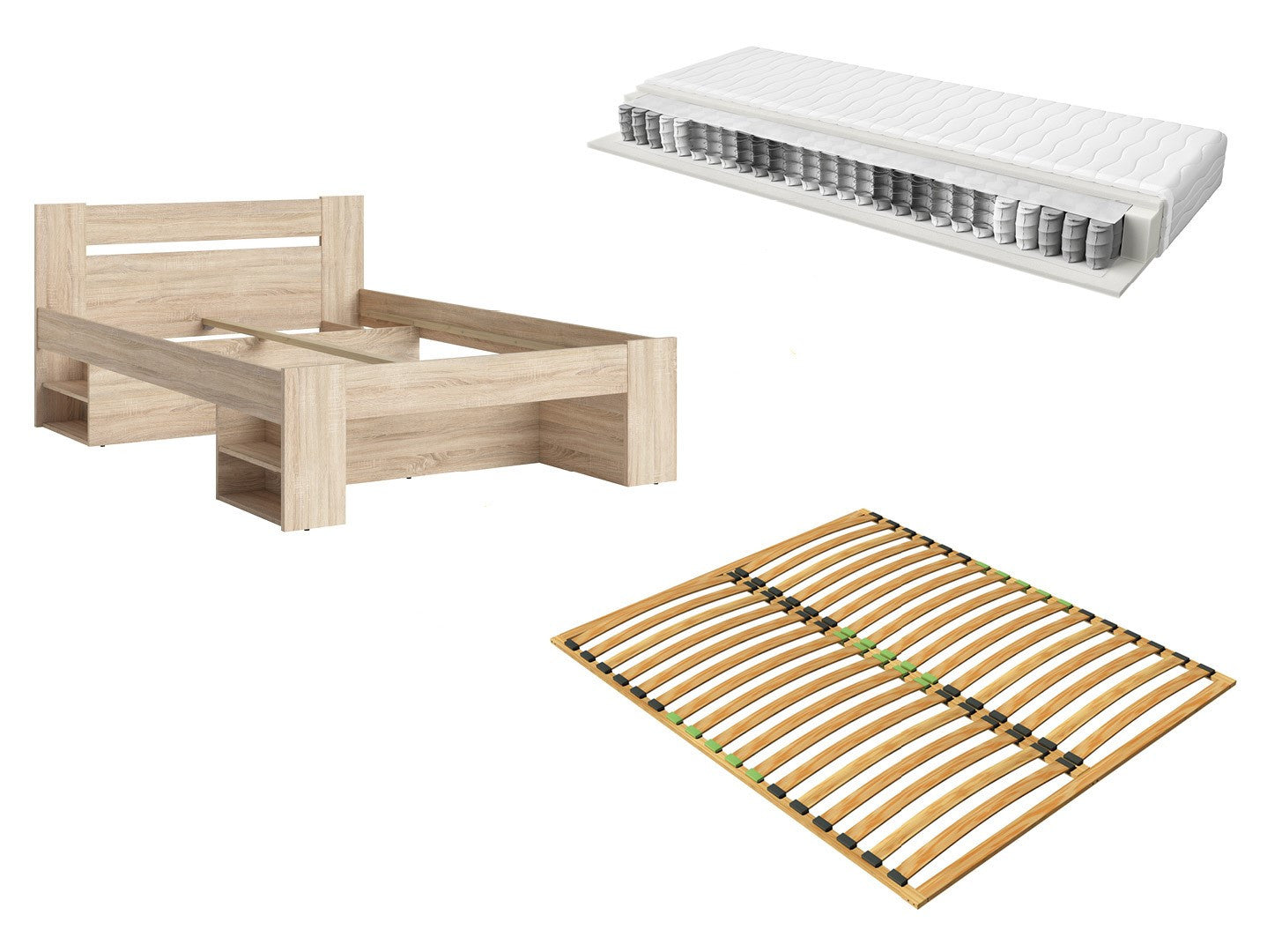 Bed set 140 Nepo Plus, slatted base and Premia mattress