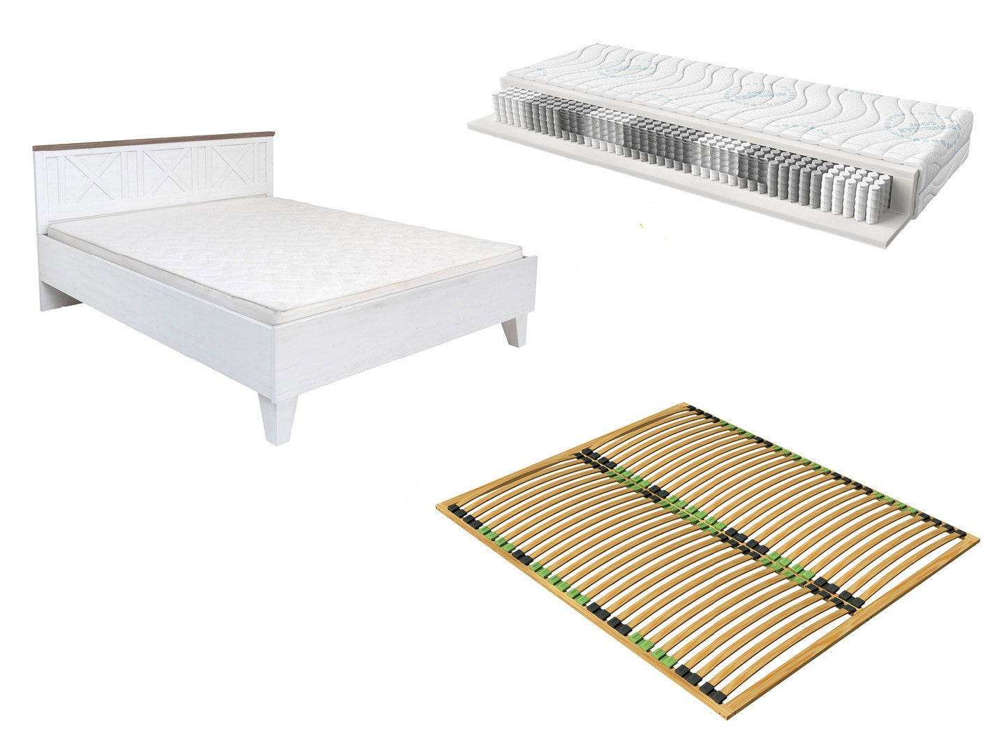 Bed set 160 Stockholm, slatted base and Merida mattress